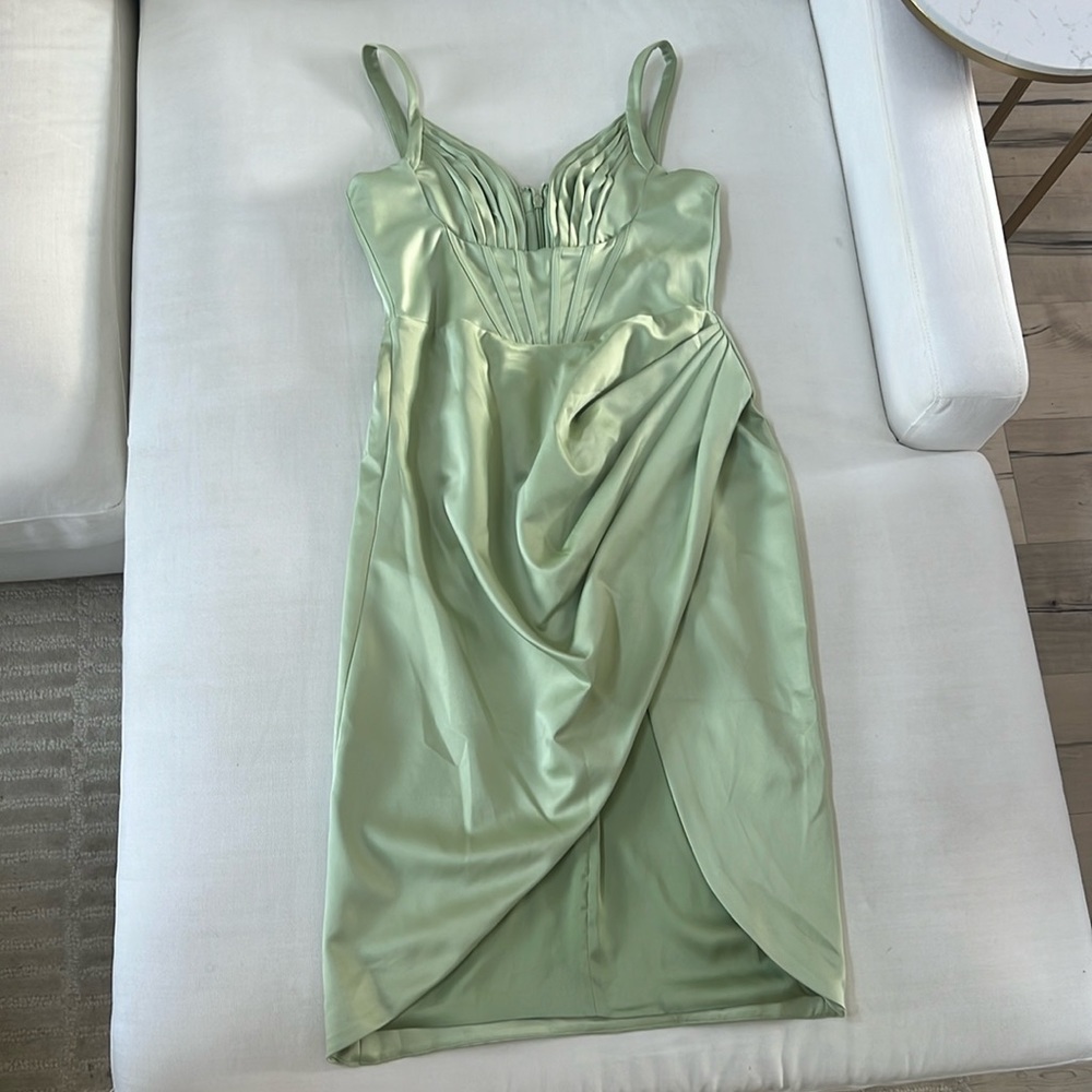 house of CB light green dress